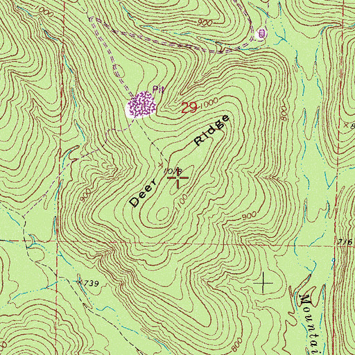 Topographic Map of Deer Ridge, OK