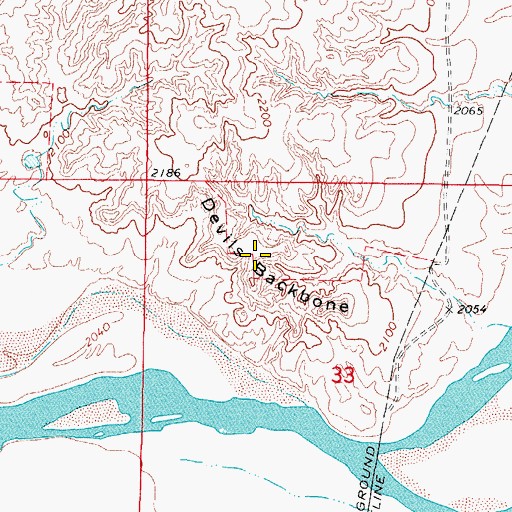 Topographic Map of Devils Backbone, OK