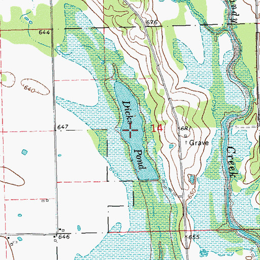 Topographic Map of Dicks Pond, OK