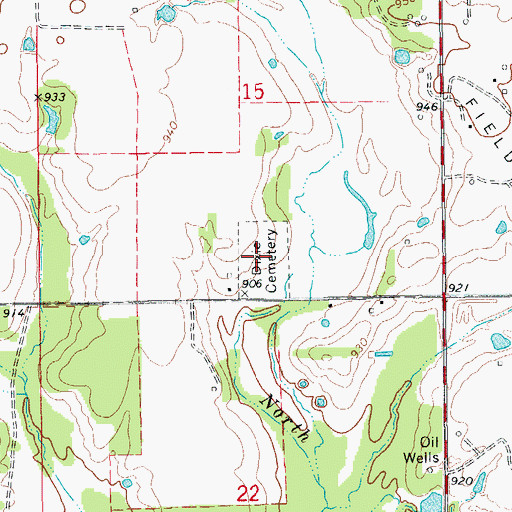 Topographic Map of Dixie Cemetery, OK