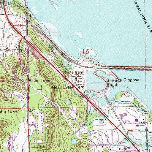 Topographic Map of Dixie Cemetery, OK