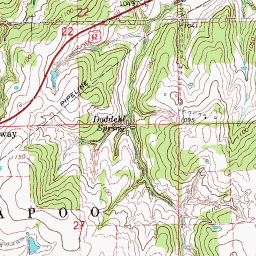 Topographic Map of Doddehl Spring, OK