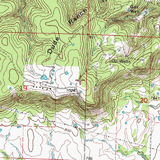 Topographic Map of Dude Ranch Hill, OK