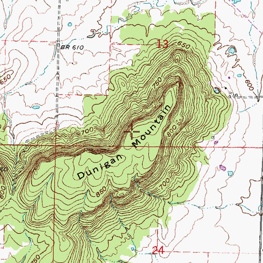 Topographic Map of Dunigan Mountain, OK