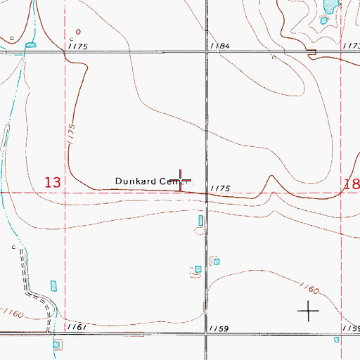 Topographic Map of Dunkard Cemetery, OK
