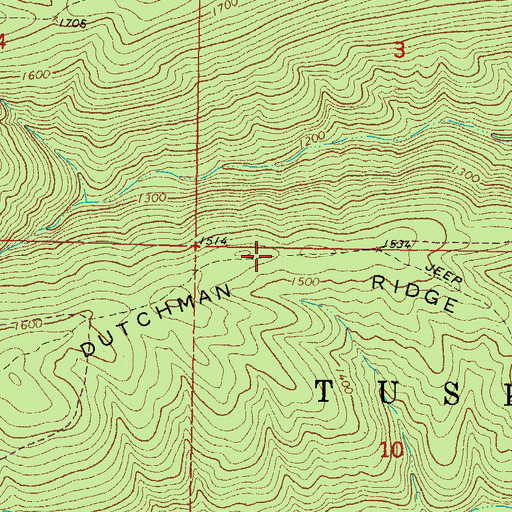Topographic Map of Dutchman Ridge, OK