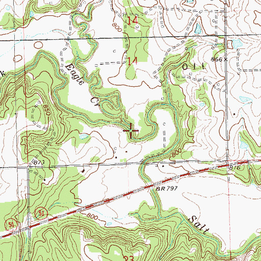 Topographic Map of Eagle Creek, OK
