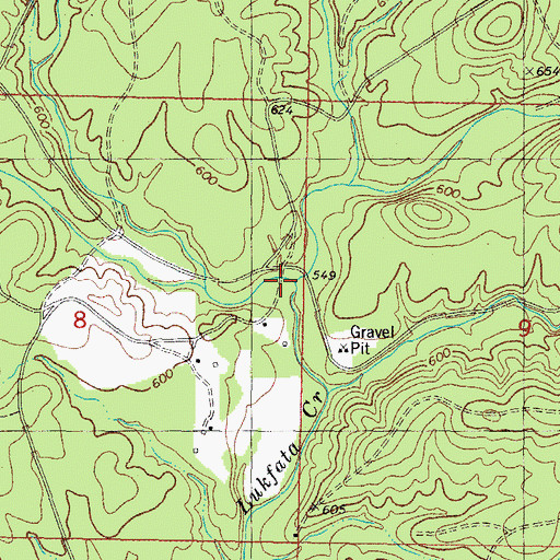 Topographic Map of East Fork Lukfata Creek, OK
