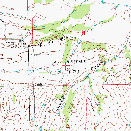 Topographic Map of East Rosedale Oil Field, OK