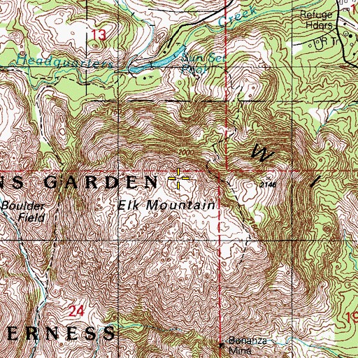 Topographic Map of Elk Mountain, OK