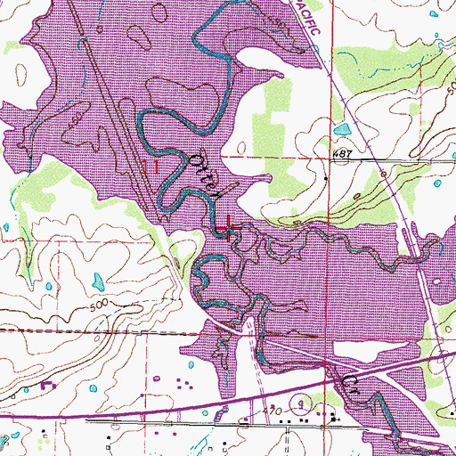 Topographic Map of Elm Branch, OK