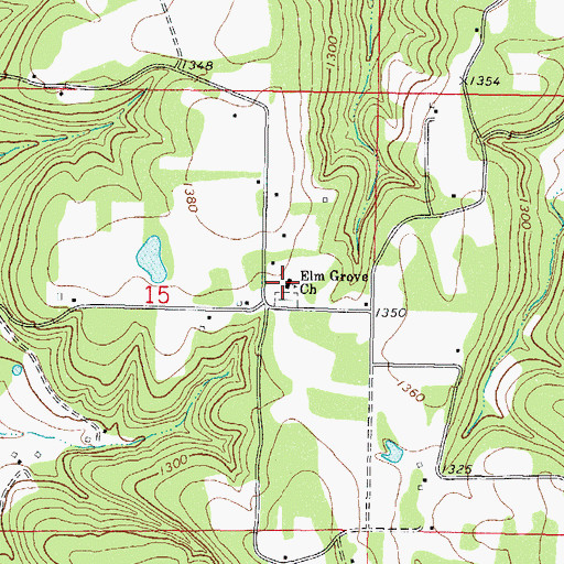 Topographic Map of Elm Grove Church, OK