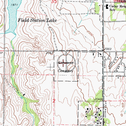 Topographic Map of Elmwood Cemetery, OK