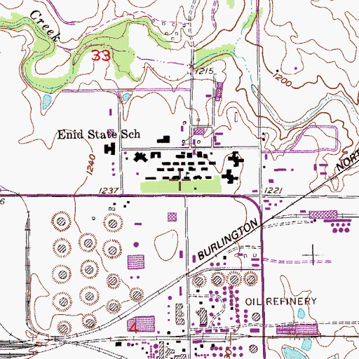 Topographic Map of Enid State School, OK
