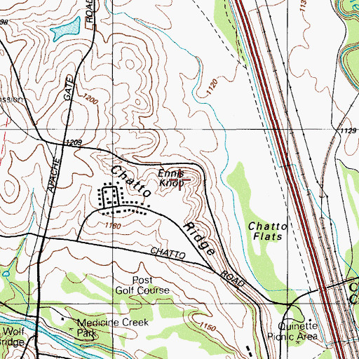 Topographic Map of Ennis Knob, OK