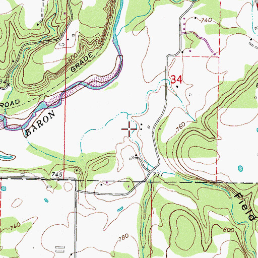 Topographic Map of Field Hollow, OK
