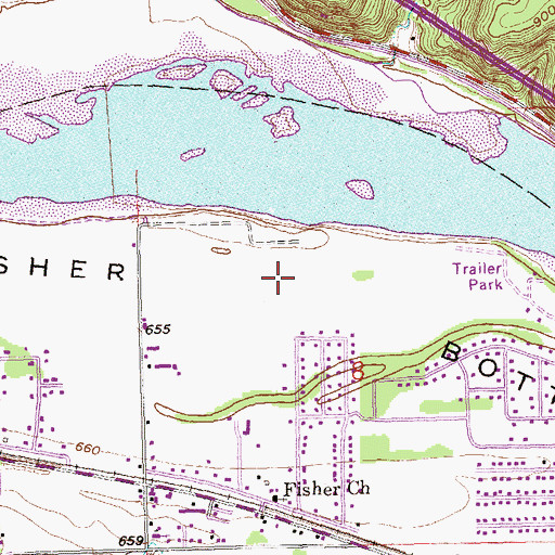 Topographic Map of Fisher Bottom, OK