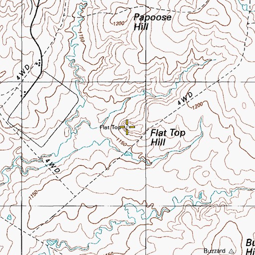 Topographic Map of Flat Top Hill, OK