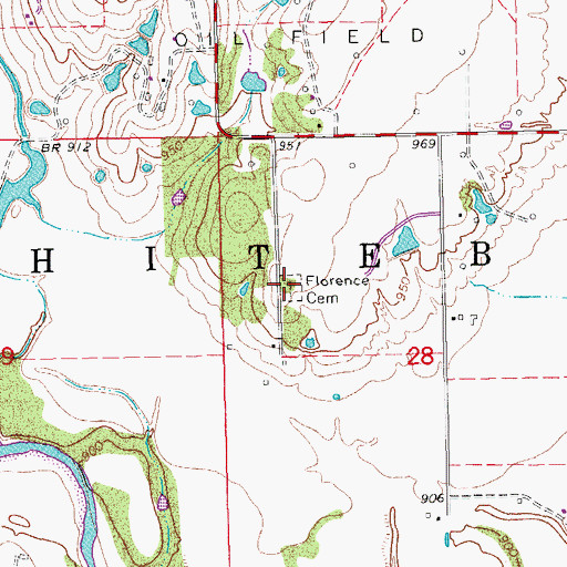 Topographic Map of Florence Cemetery, OK