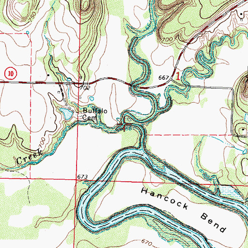 Topographic Map of Fool Creek, OK