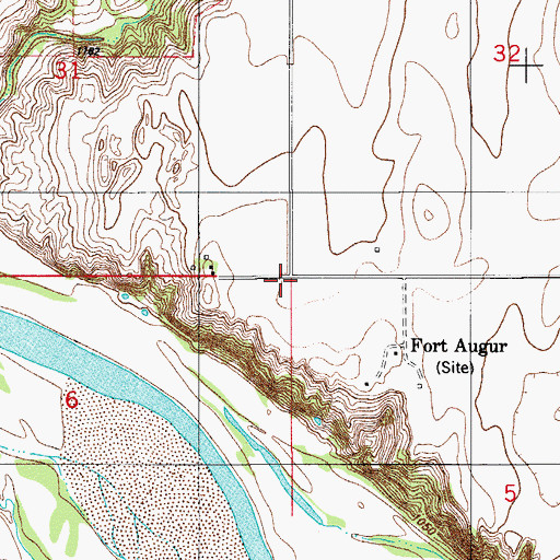 Topographic Map of Fort Augur (historical), OK