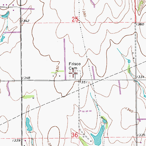 Topographic Map of Frisco Cemetery, OK