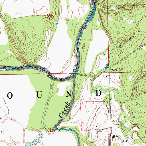 Topographic Map of Gar Creek, OK