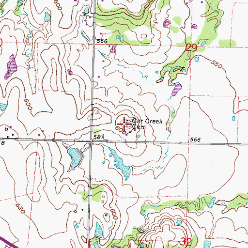 Topographic Map of Gar Creek Cemetery, OK
