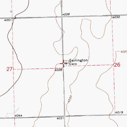 Topographic Map of Garlington Cemetery, OK