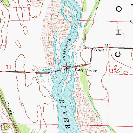 Topographic Map of Gary Bridge, OK