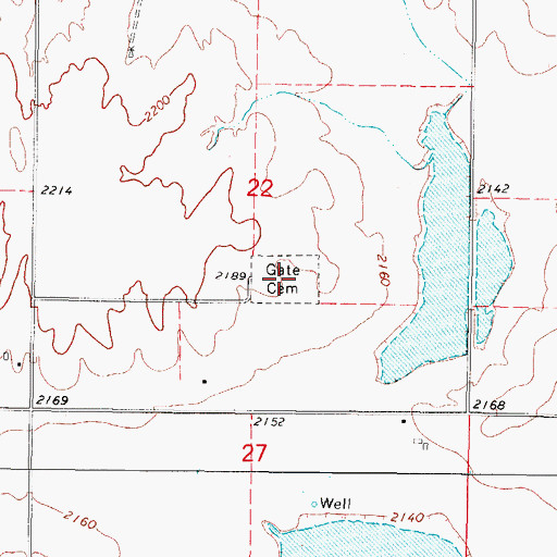 Topographic Map of Gate Cemetery, OK