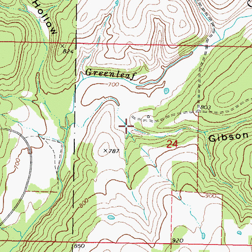 Topographic Map of Gibson Hollow, OK