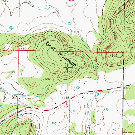Topographic Map of Goat Mountain, OK