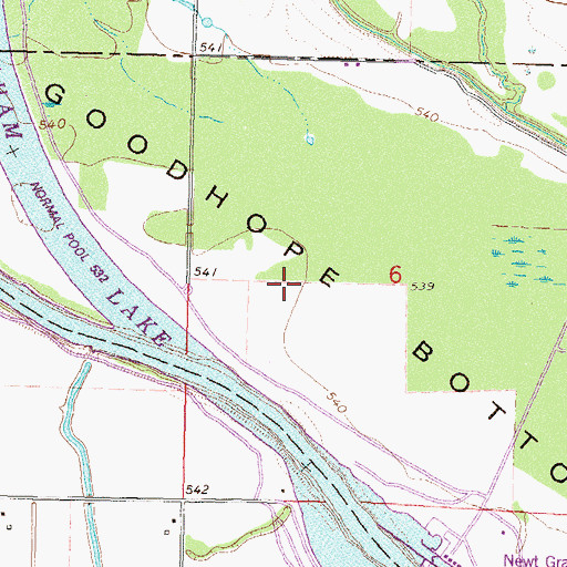 Topographic Map of Goodhope Bottom, OK