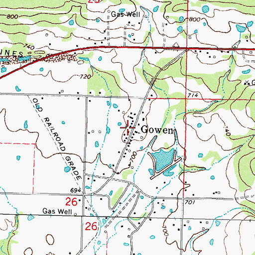 Topographic Map of Gowen, OK