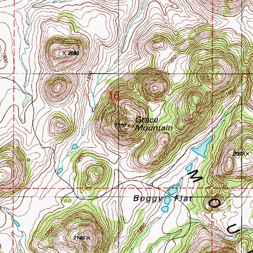 Topographic Map of Grace Mountain, OK