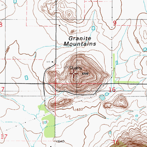 Topographic Map of Granite Mountains, OK