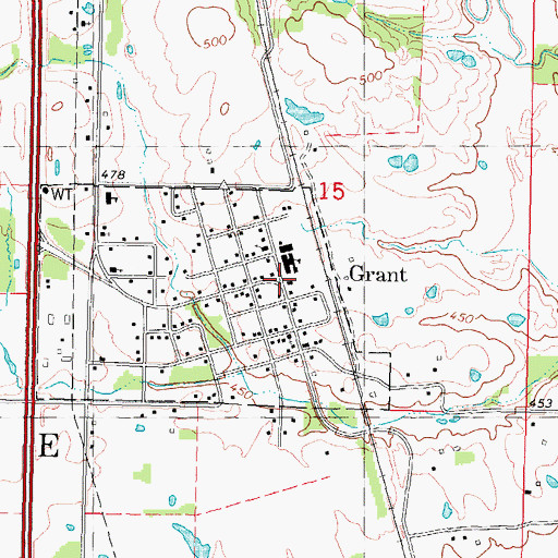 Topographic Map of Grant, OK