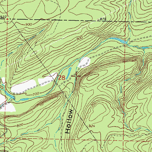 Topographic Map of Grassy Lake Hollow, OK