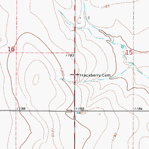 Topographic Map of Hackberry Cemetery, OK