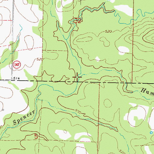 Topographic Map of Hampton Creek, OK