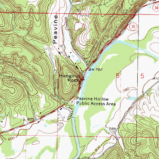 Topographic Map of Hanging Rock, OK