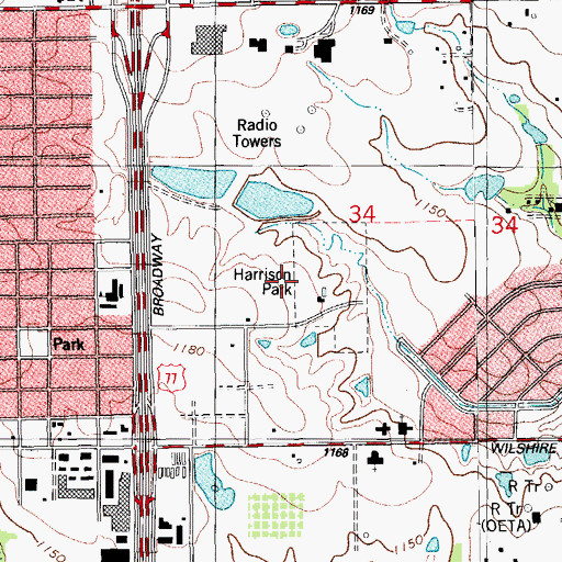 Topographic Map of Harrison Park, OK