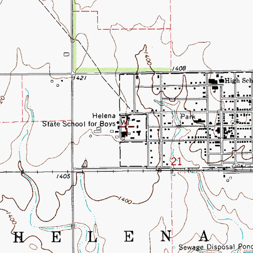 Topographic Map of James Crabtree Correctional Center, OK