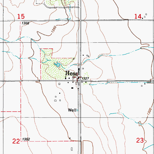 Topographic Map of Hess, OK