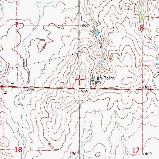 Topographic Map of High Point Cemetery, OK