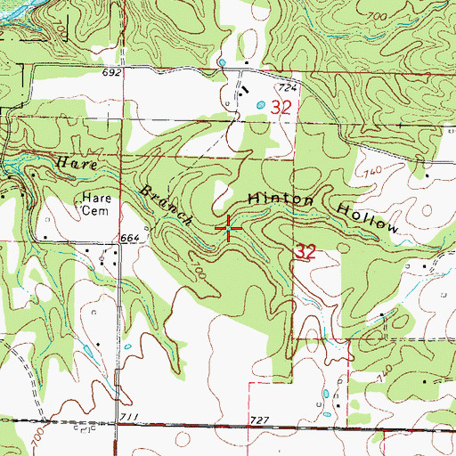 Topographic Map of Hinton Hollow, OK