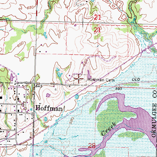 Topographic Map of Hoffman Cemetery, OK