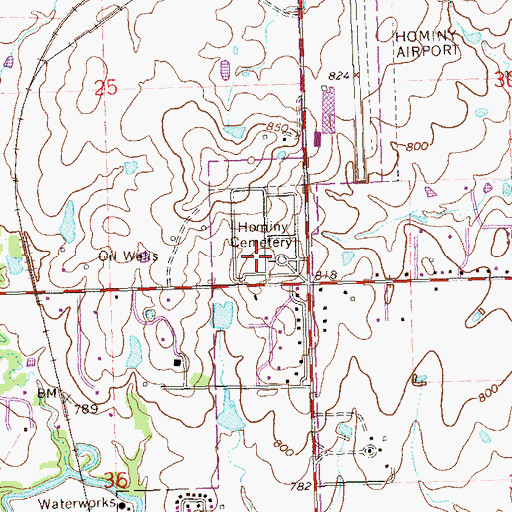 Topographic Map of Hominy Cemetery, OK