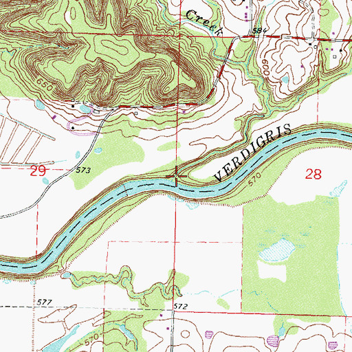 Topographic Map of Honey Creek, OK